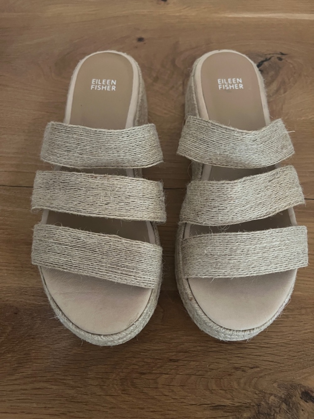 Eileen Fisher Mayla Jute Espadrille Platform Sandals Beige 10